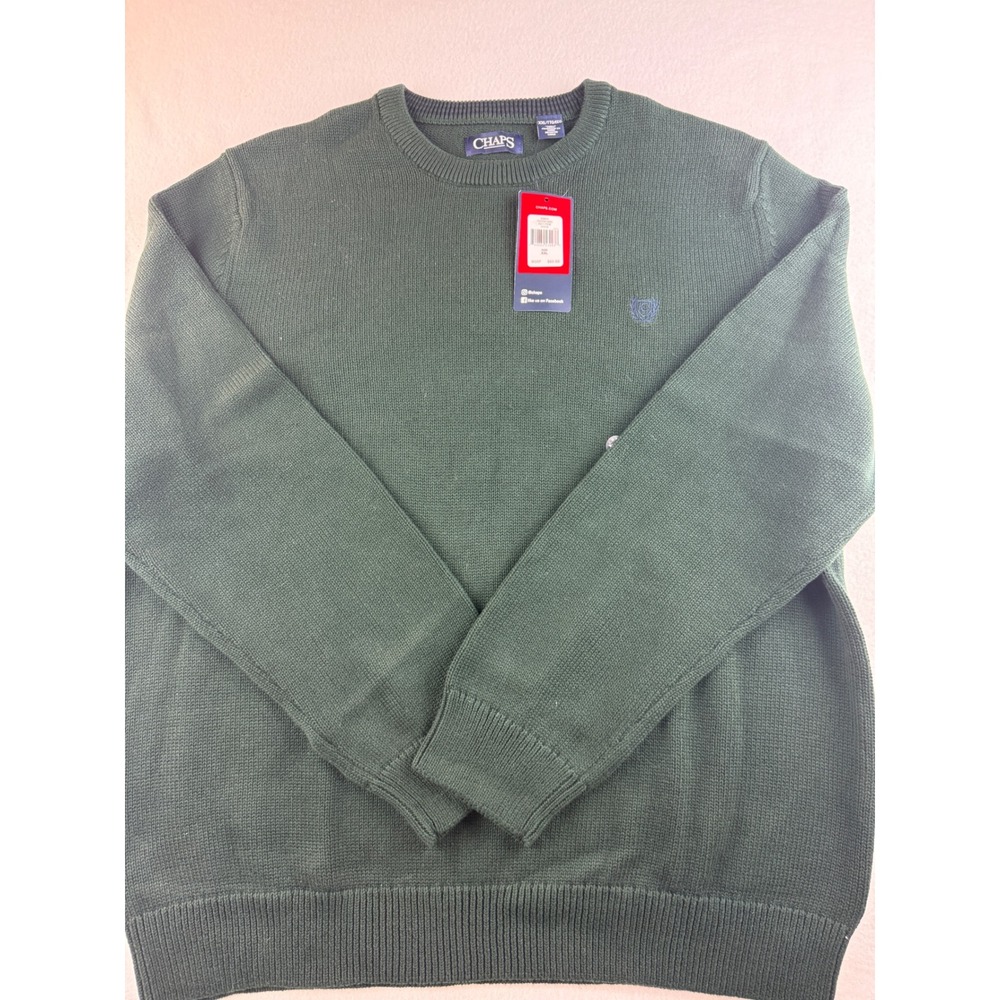 Chaps Men's Crew Neck Sweater XXL Green Long Sleeve Knitwear Casual